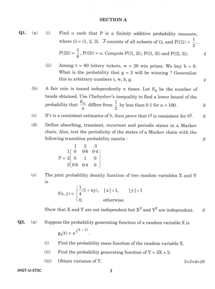 Indian Forest Service Main 2022 Statistics Paper I question paper page 1 instructions scan PDF download UPSC