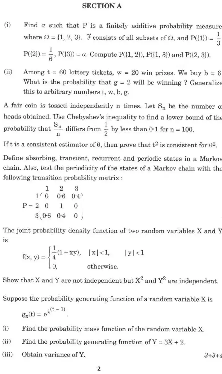 Indian Forest Service Main 2022 Statistics Paper I question paper page 1 instructions scan PDF download UPSC