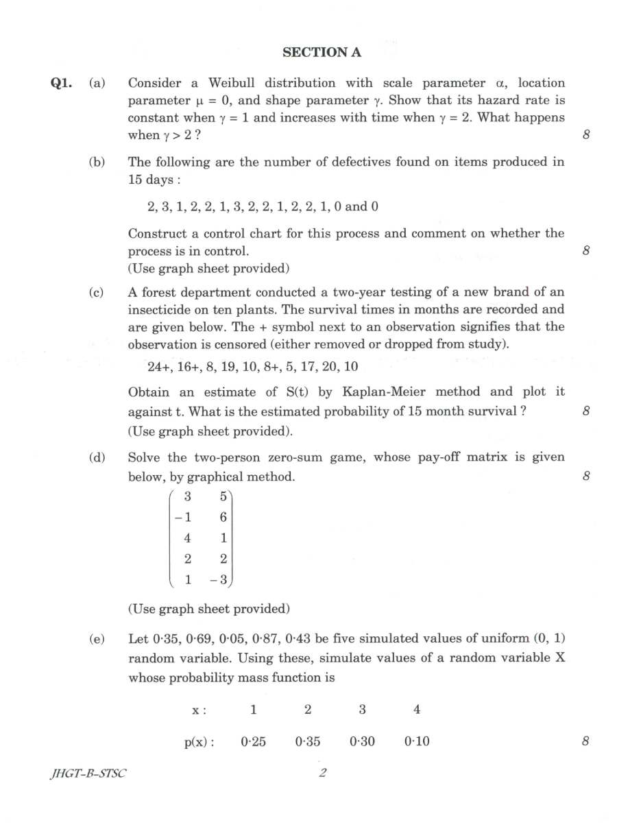 Indian Forest Service (Main) Examination 2022 Statistics Paper II page 1 instructions and header scan PDF download