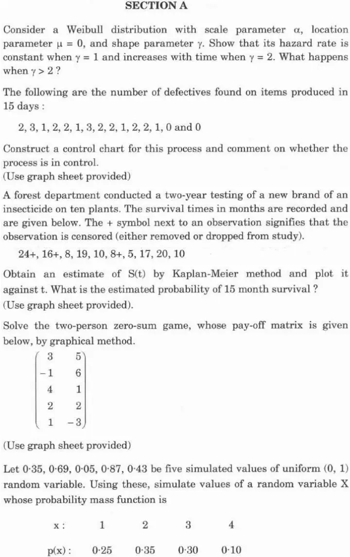 Indian Forest Service (Main) Examination 2022 Statistics Paper II page 1 instructions and header scan PDF download
