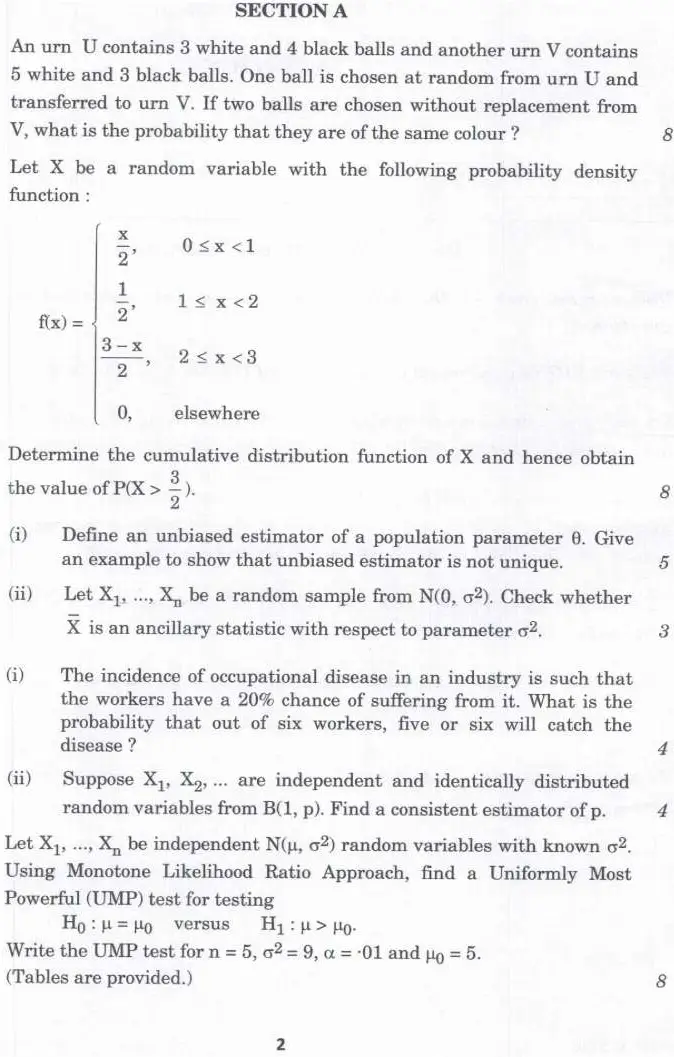 Indian Forest Service Main 2023 Statistics Paper 1 page 1 instructions scan PDF download UPSC IFS exam paper