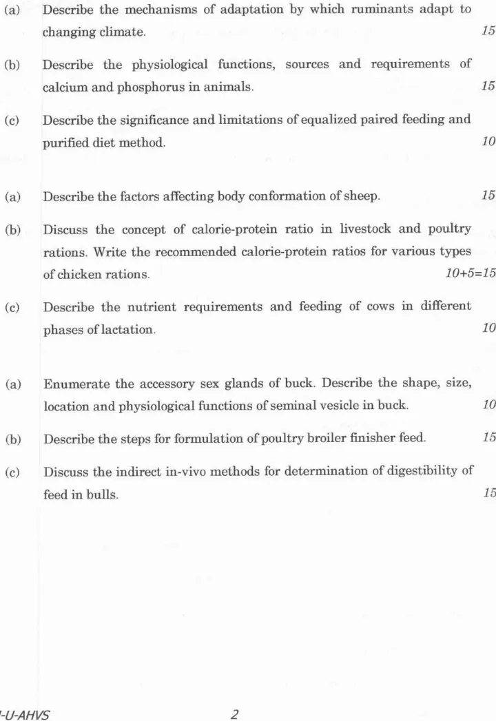 Indian Forest Service Main 2025 Animal Husbandry and Veterinary Science Paper I question paper page 1 instructions scan PDF download