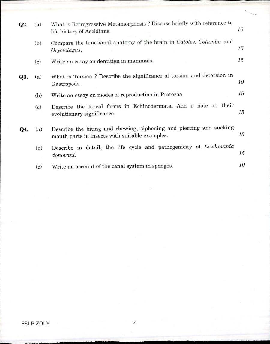 Indian Forest Service 2017 Main Exam Zoology Paper I question paper page 1 instructions scan PDF download