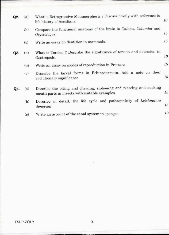 Indian Forest Service 2017 Main Exam Zoology Paper I question paper page 1 instructions scan PDF download
