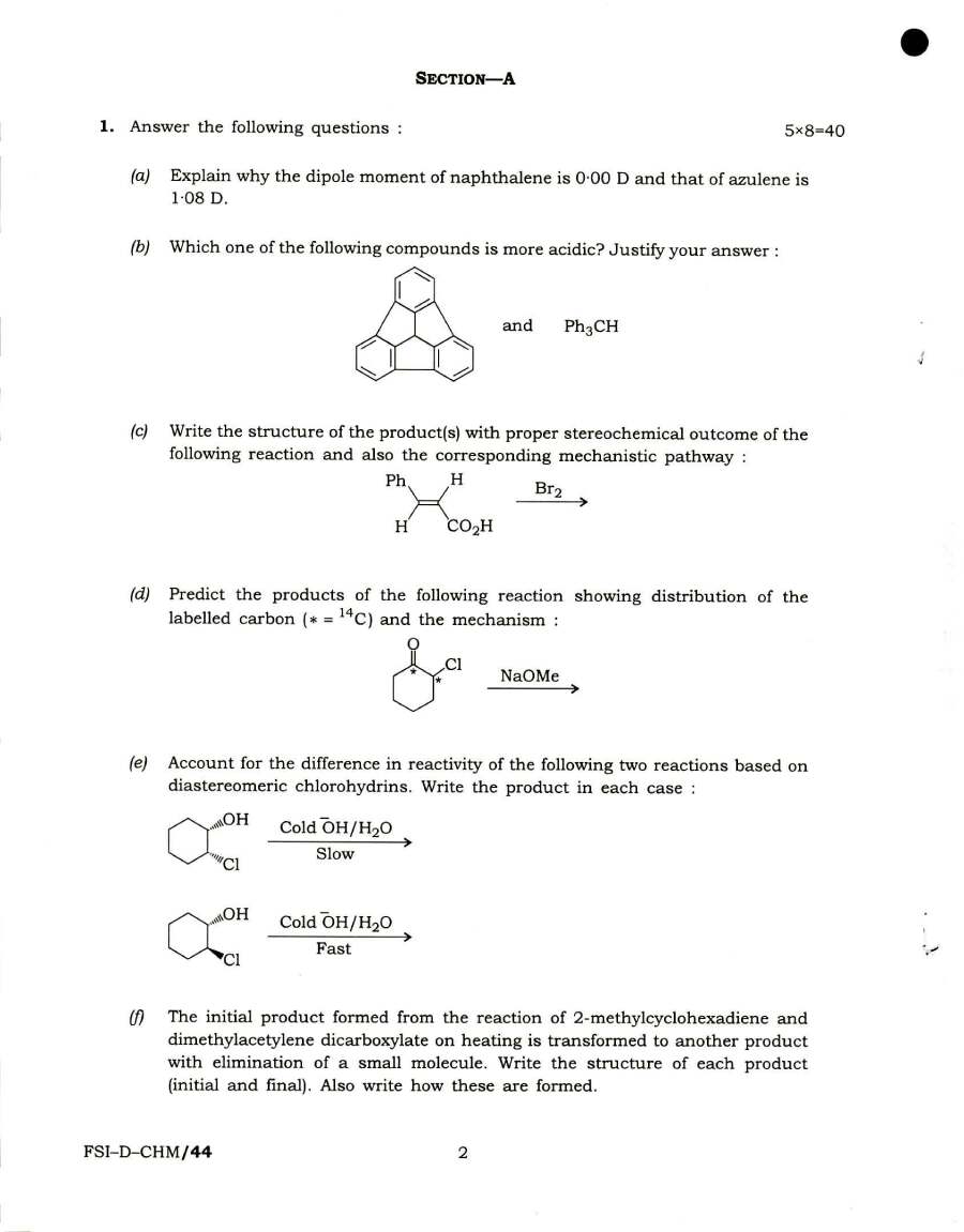Indian Forest Service Main 2018 Chemistry Paper II question paper page 1 scan PDF download. UPSC IFS exam header and instructions.