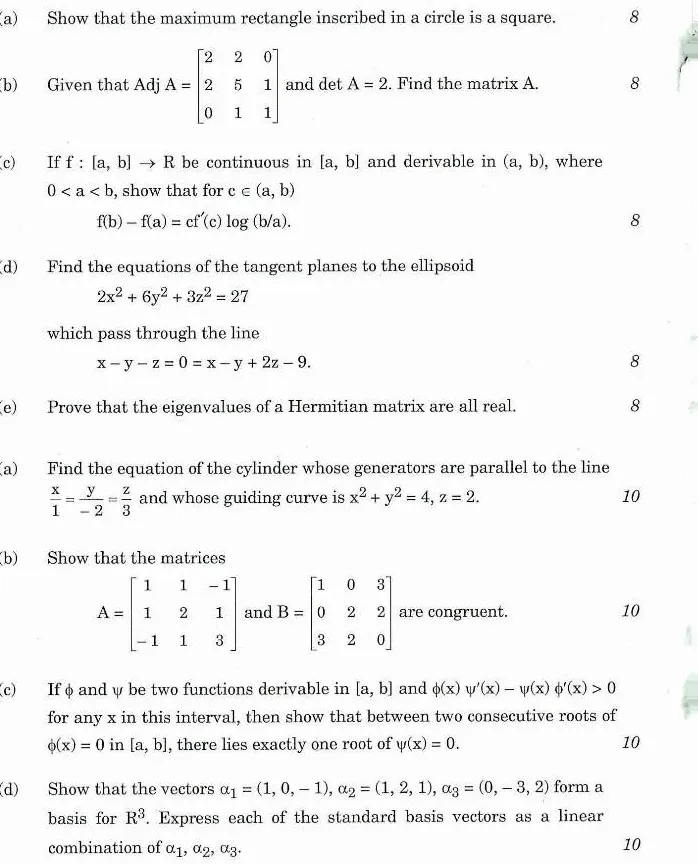 Indian Forest Service Main 2018 Mathematics Paper I question paper page 1 instructions and header scan PDF download UPSC