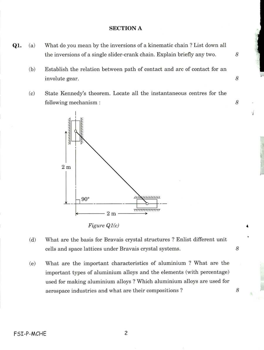Indian Forest Service Main 2018 Mechanical Engineering Paper I question paper page 1 instructions and header scan PDF download