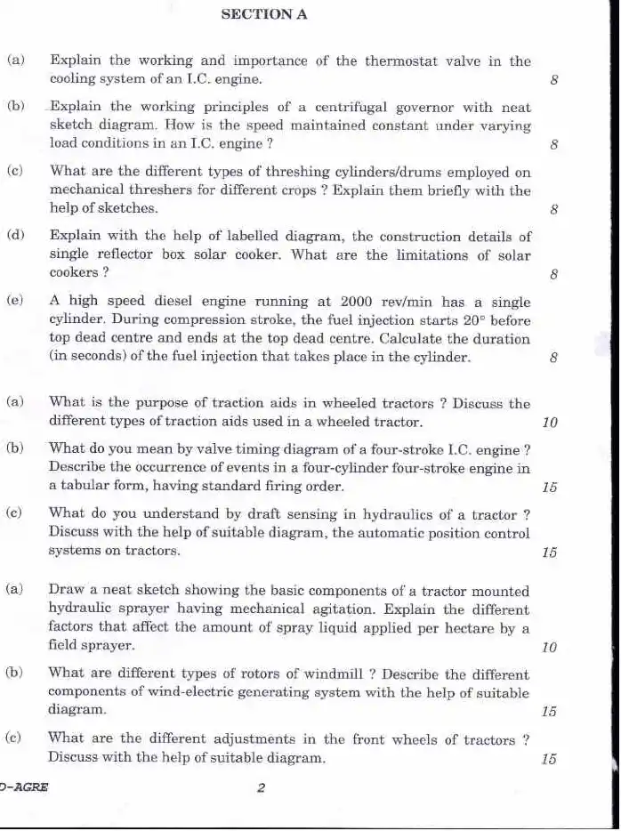 Indian Forest Service Main Examination 2019 Agricultural Engineering Paper II page 1 instructions scan PDF download UPSC
