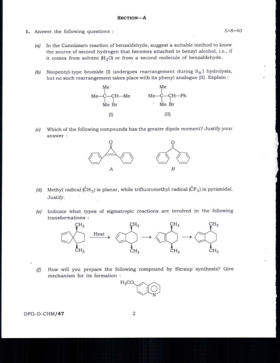 Indian Forest Service (Main) Examination 2019 Chemistry Paper II question paper page 1 instructions scan PDF download UPSC