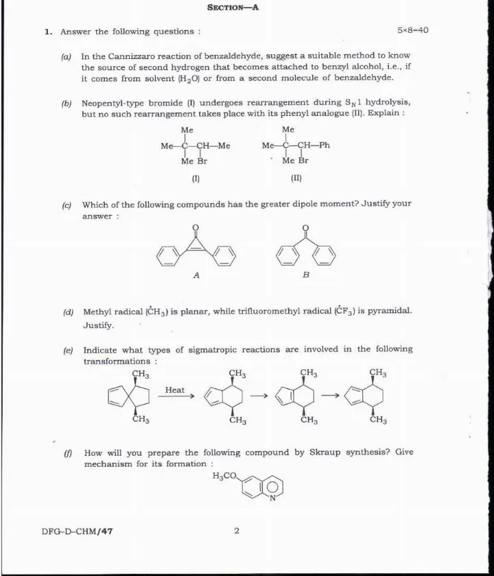 Indian Forest Service (Main) Examination 2019 Chemistry Paper II question paper page 1 instructions scan PDF download UPSC