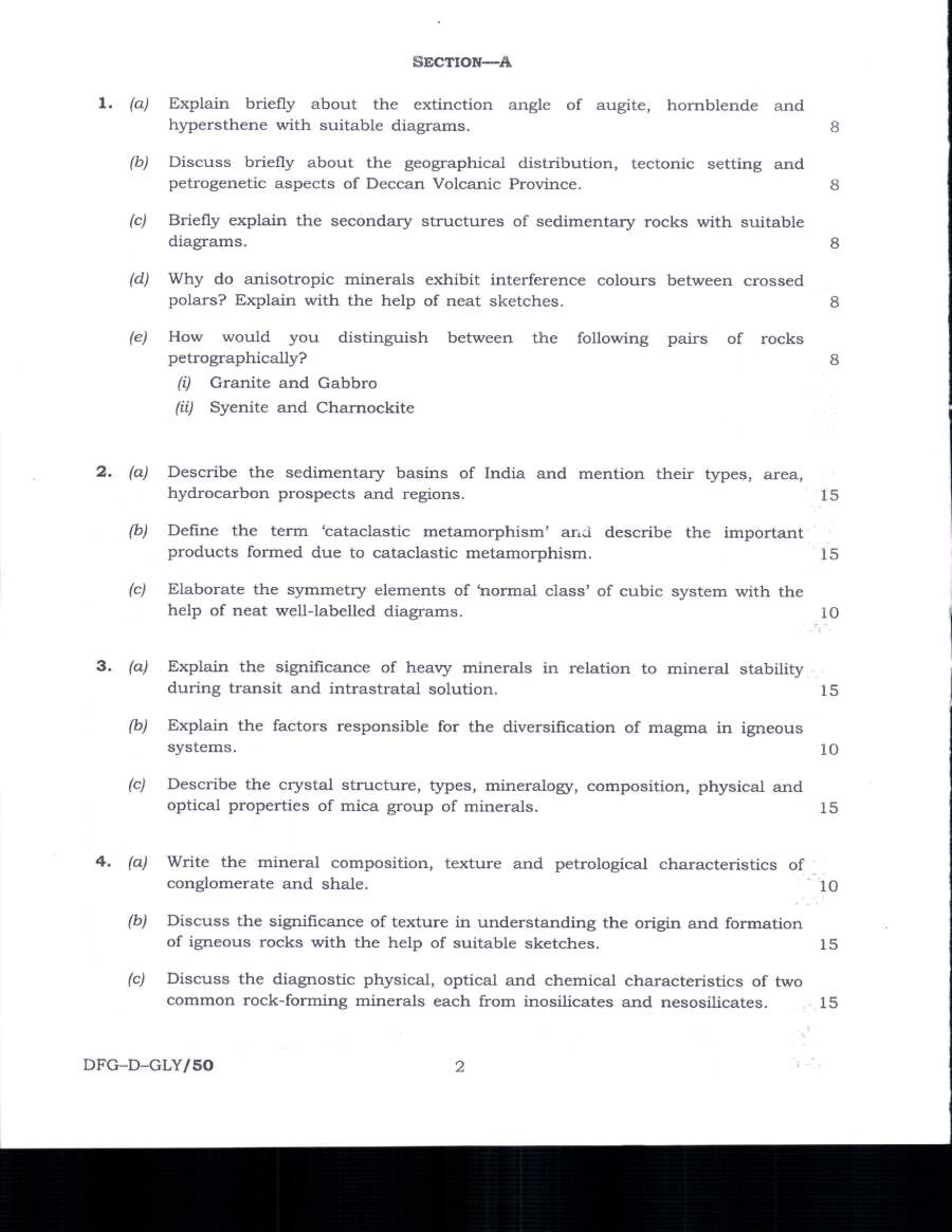 Indian Forest Service 2019 Geology Paper II question paper page 1 instructions scan PDF download UPSC IFS Main Exam