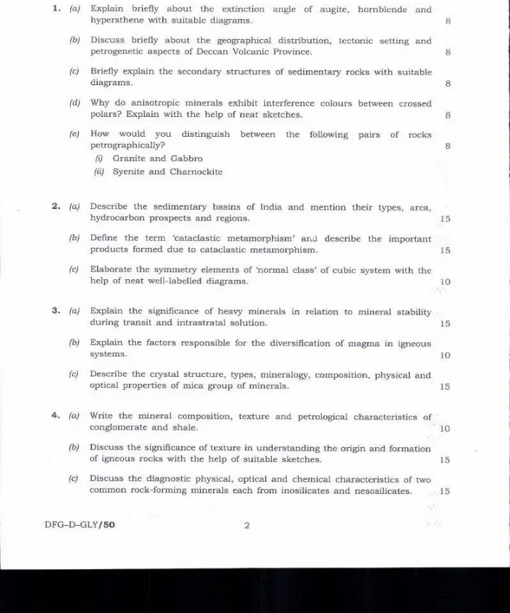 Indian Forest Service 2019 Geology Paper II question paper page 1 instructions scan PDF download UPSC IFS Main Exam