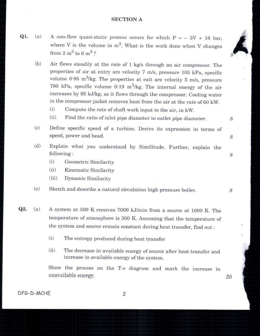 Indian Forest Service (Main) Examination 2019 Mechanical Engineering Paper II question paper page 1 instructions scan PDF download UPSC