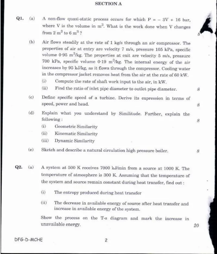 Indian Forest Service (Main) Examination 2019 Mechanical Engineering Paper II question paper page 1 instructions scan PDF download UPSC