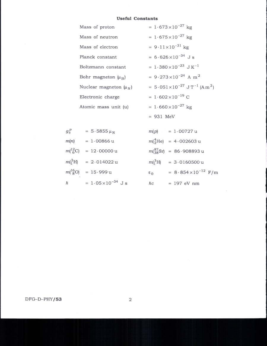 Indian Forest Service 2019 Physics Paper II question paper page 1 instructions scan PDF download