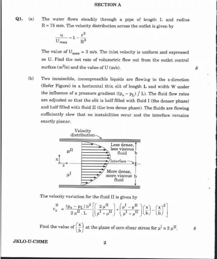 Indian Forest Service (Main) Examination 2020 Chemical Engineering Paper I question paper page 1 instructions and header scan PDF download