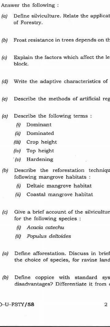Indian Forest Service (Main) Examination 2020 Forestry Paper-I page 1 instructions and exam header scan PDF download