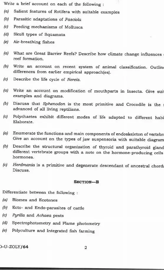 Indian Forest Service 2020 Zoology Paper-I question paper page 1 instructions scan PDF download UPSC IFS Main