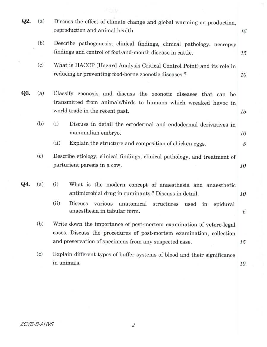 Indian Forest Service (Main) Examination 2021 Animal Husbandry and Veterinary Science Paper II page 1 instructions scan PDF download UPSC