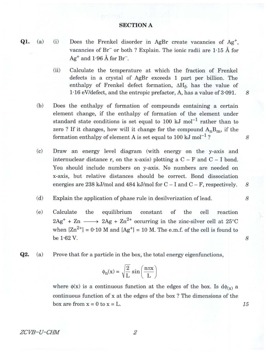Indian Forest Service (Main) Examination 2021 Chemistry Paper I question paper page 1 instructions scan PDF download