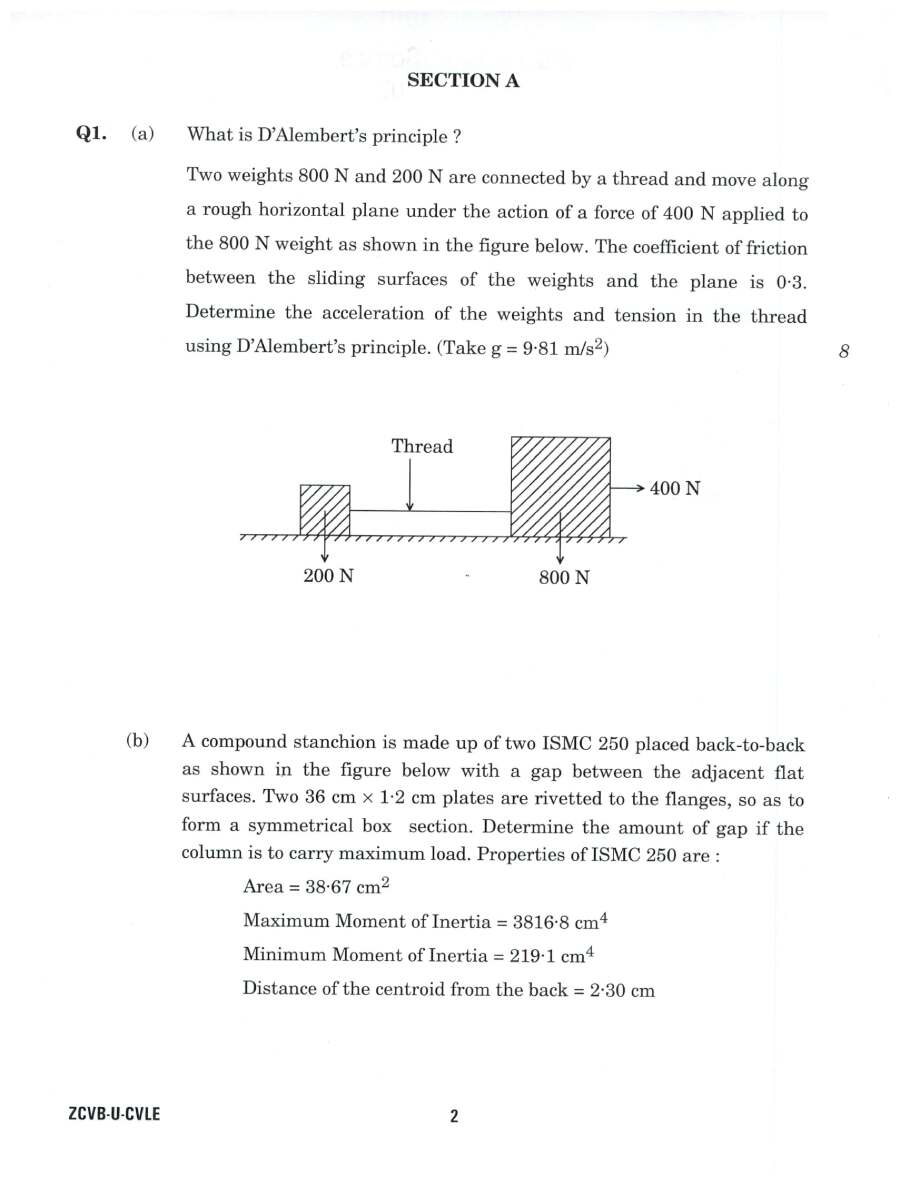 Indian Forest Service 2021 Civil Engineering Paper I question paper page 1 instructions scan PDF download UPSC