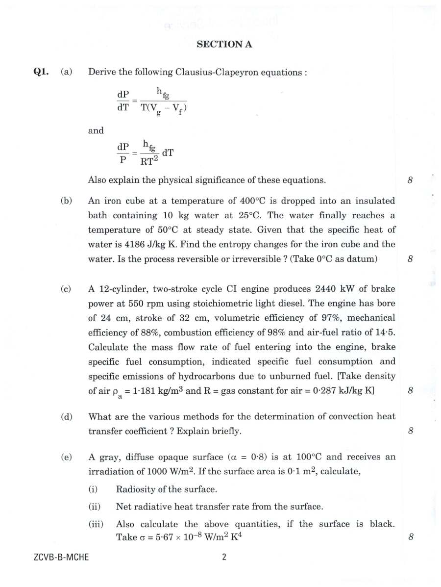 Indian Forest Service Main 2021 Mechanical Engineering Paper II question paper page 1 instructions scan PDF download