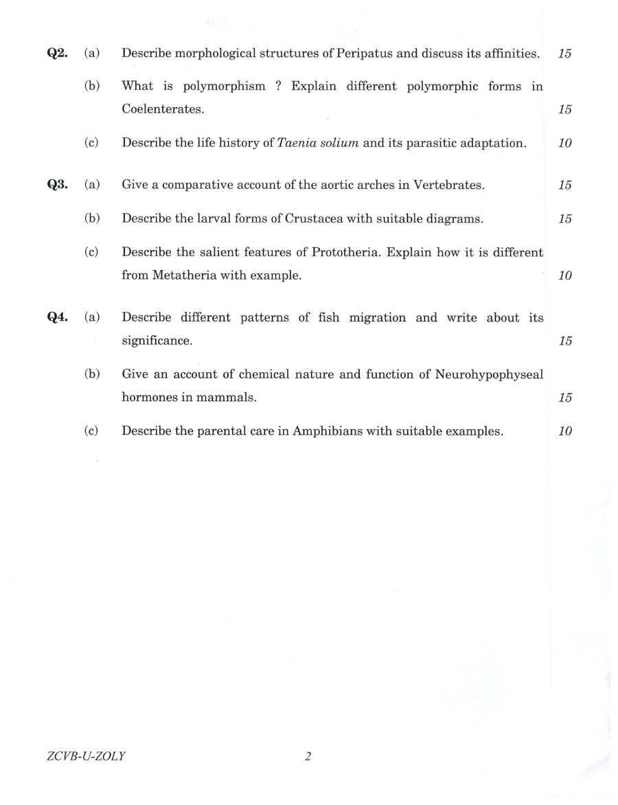Indian Forest Service 2021 Zoology Paper I question paper page 1 instructions scan PDF download UPSC IFS Main Exam