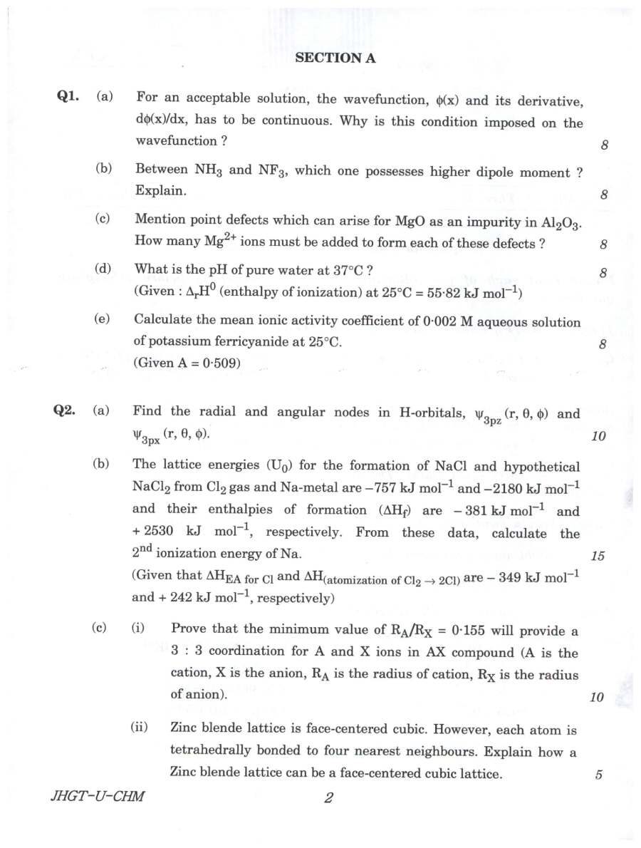 Indian Forest Service (Main) Examination 2022 Chemistry Paper I question paper page 1 instructions and header scan PDF download