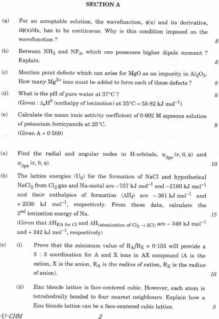 Indian Forest Service (Main) Examination 2022 Chemistry Paper I question paper page 1 instructions and header scan PDF download