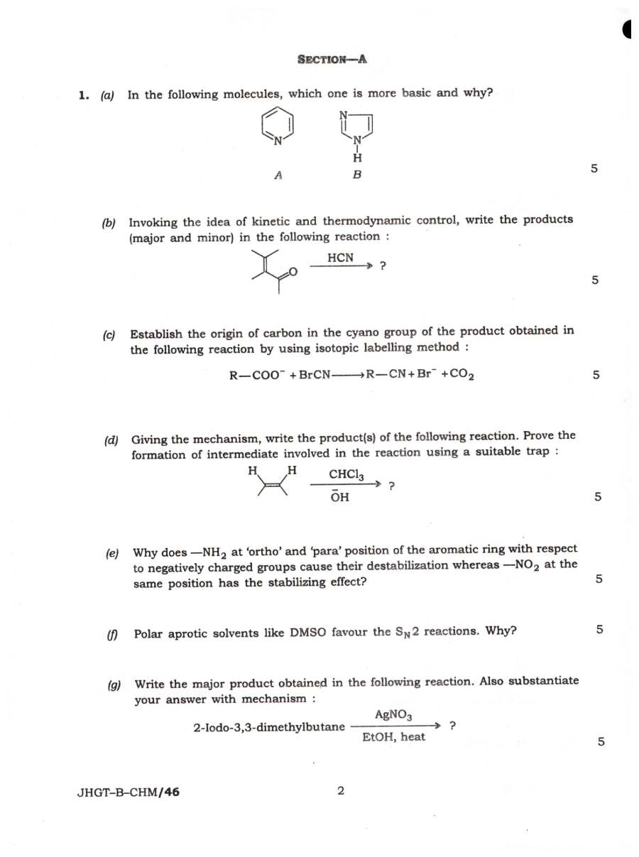 Indian Forest Service (Main) Examination 2022 Chemistry Paper II question paper page 1 instructions scan PDF download UPSC