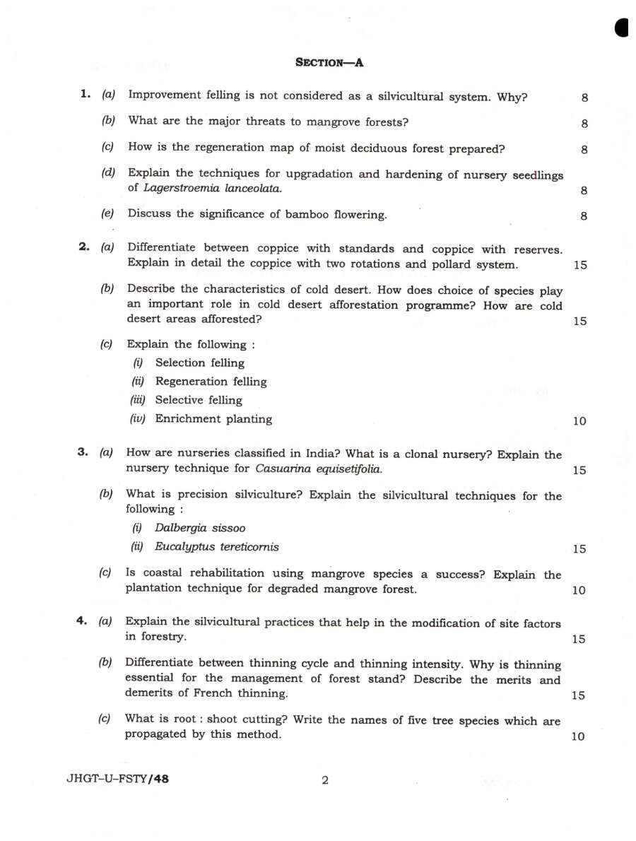 Indian Forest Service 2022 Forestry Paper-I question paper page 1 instructions scan PDF download