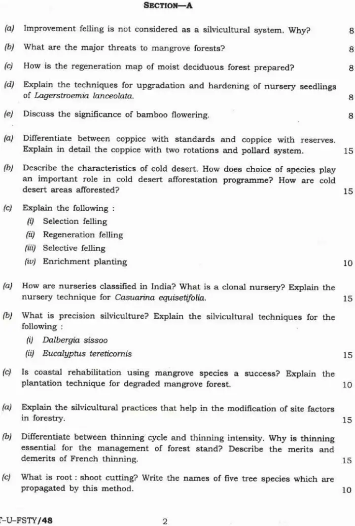 Indian Forest Service 2022 Forestry Paper-I question paper page 1 instructions scan PDF download