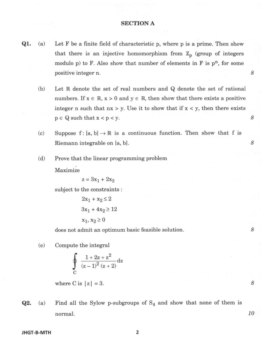 Indian Forest Service Main 2022 Mathematics Paper II question paper page 1 instructions scan PDF download UPSC