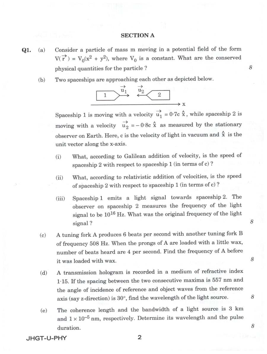 Indian Forest Service Main 2022 Physics Paper I question paper page 1 instructions and exam header scan PDF download