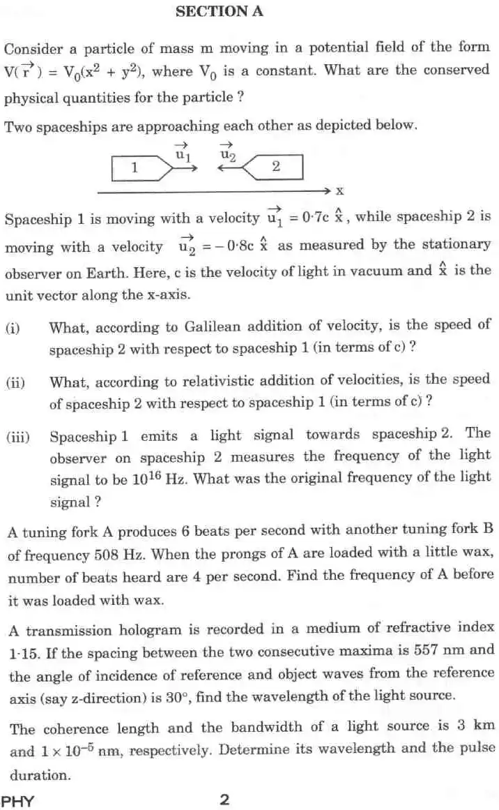 Indian Forest Service Main 2022 Physics Paper I question paper page 1 instructions and exam header scan PDF download
