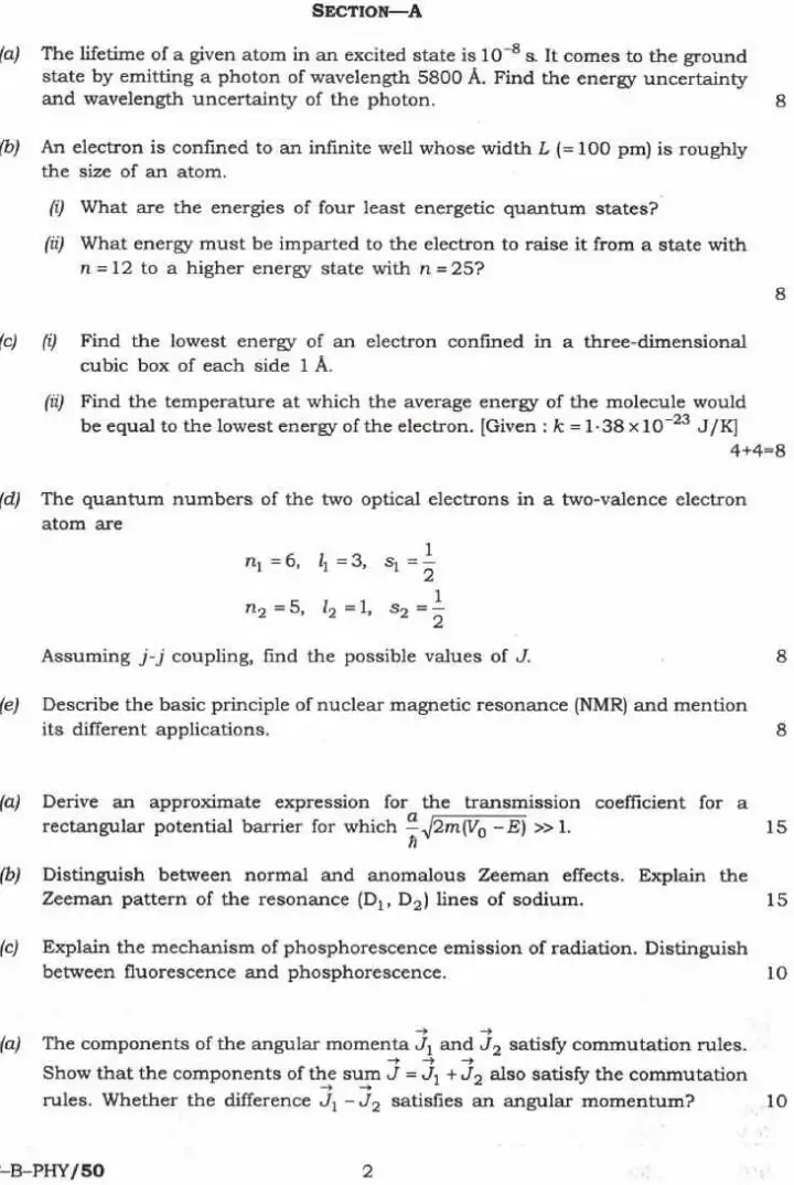 Indian Forest Service (Main) Examination 2022 Physics Paper II question paper page 1 scan PDF download, showing exam header and instructions.