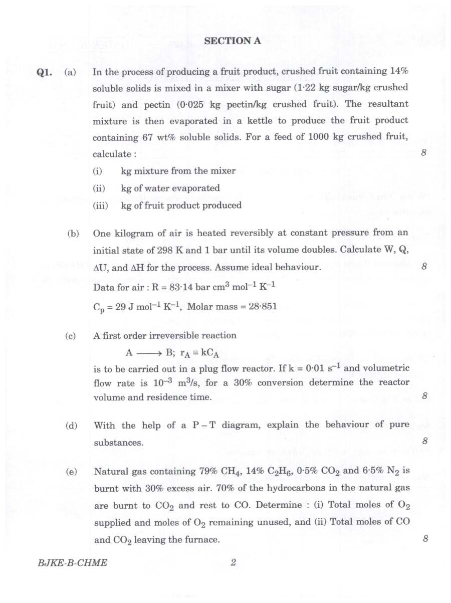 Indian Forest Service Main Examination 2023 Chemical Engineering Paper II page 1 instructions scan PDF download