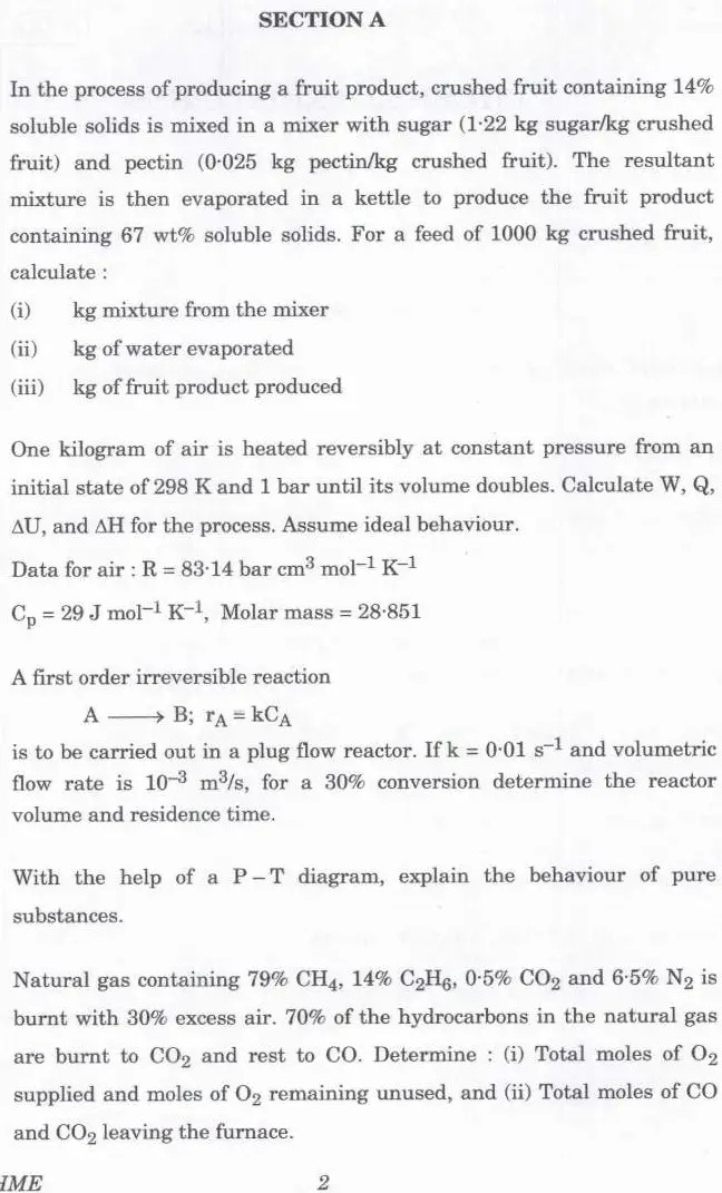 Indian Forest Service Main Examination 2023 Chemical Engineering Paper II page 1 instructions scan PDF download