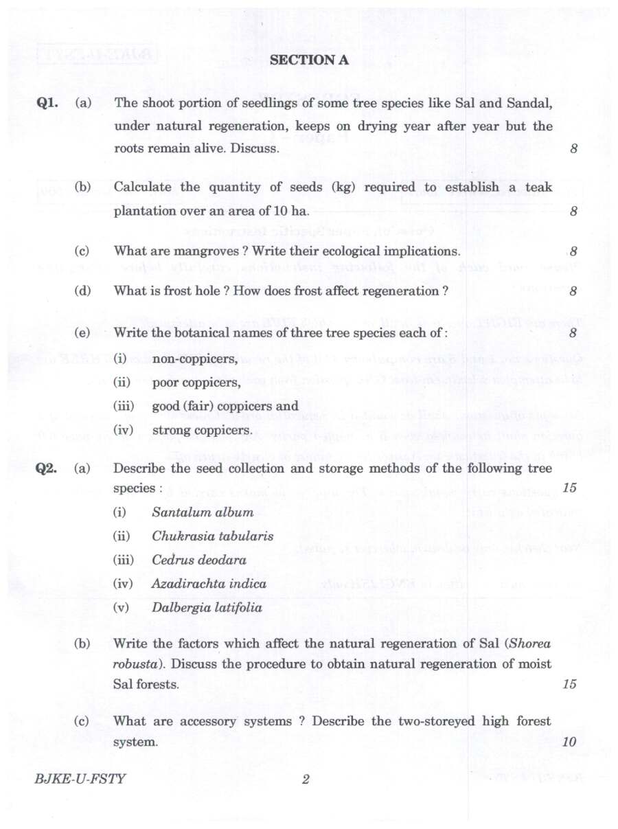Indian Forest Service Main 2023 Forestry Paper I question paper page 1 instructions scan PDF download UPSC