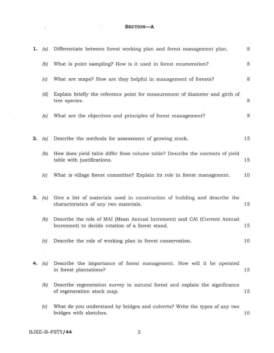 IFS Main 2023 Forestry Paper II question paper page 1 instructions scan PDF download UPSC