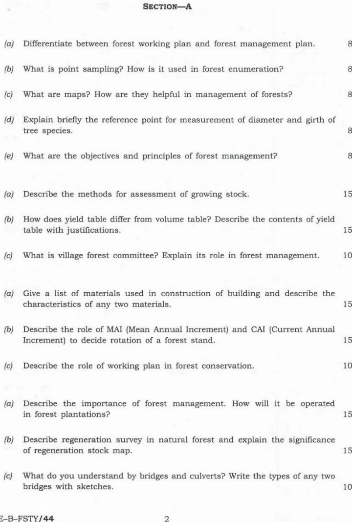 IFS Main 2023 Forestry Paper II question paper page 1 instructions scan PDF download UPSC