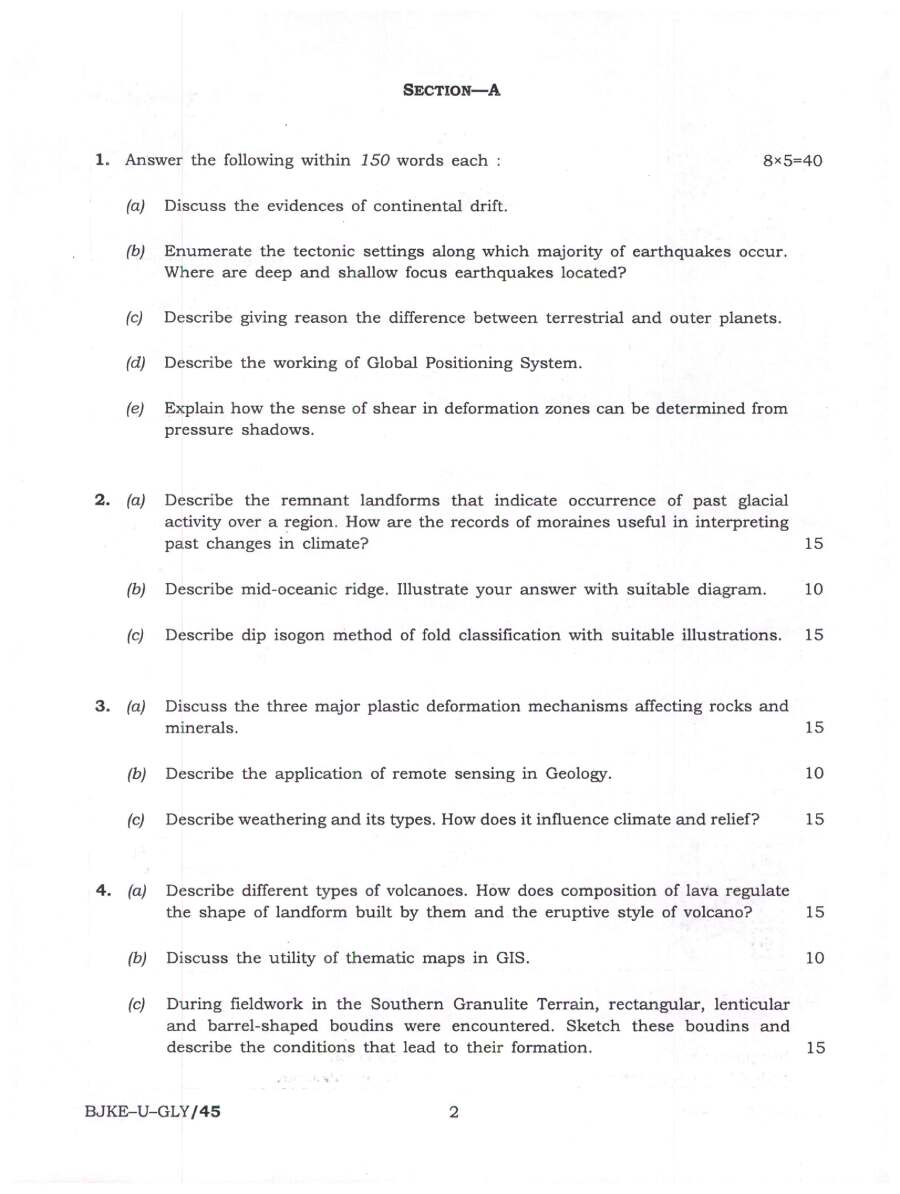 Indian Forest Service 2023 Main Examination Geology Paper I question paper page 1 instructions scan PDF download UPSC