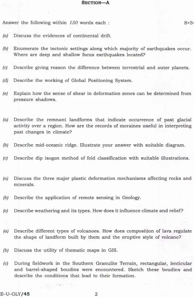 Indian Forest Service 2023 Main Examination Geology Paper I question paper page 1 instructions scan PDF download UPSC