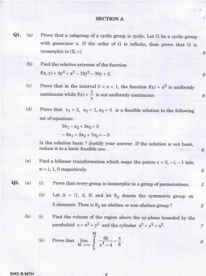 Indian Forest Service (Main) Examination 2023 Mathematics Paper II question paper page 1 instructions scan PDF download UPSC