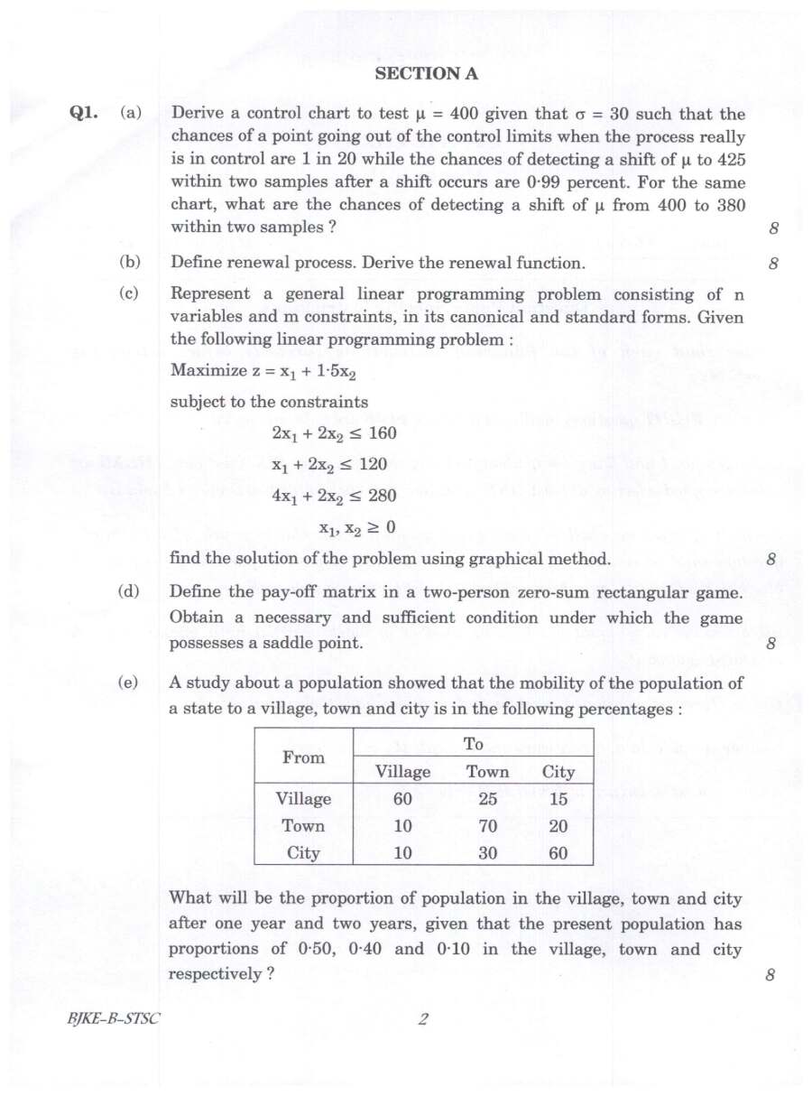 Indian Forest Service Main 2023 Statistics Paper II question paper page 1 instructions and exam header scan PDF download