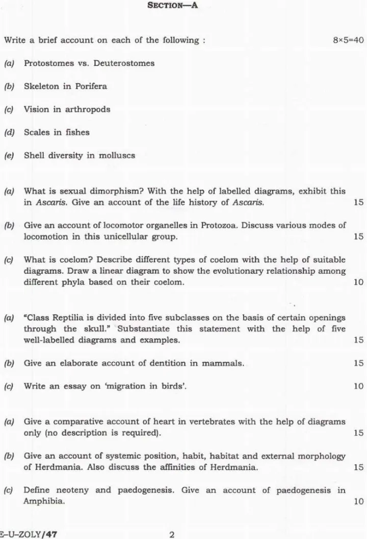 Indian Forest Service (Main) Examination 2023 Zoology Paper I question paper page 1 instructions scan PDF download UPSC