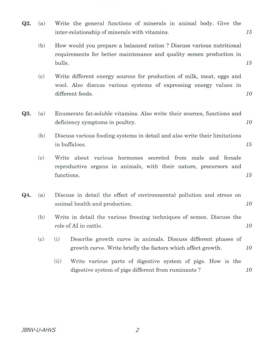 Indian Forest Service (Main) Examination 2024 Animal Husbandry and Veterinary Science Paper - I page 1 instructions scan PDF download