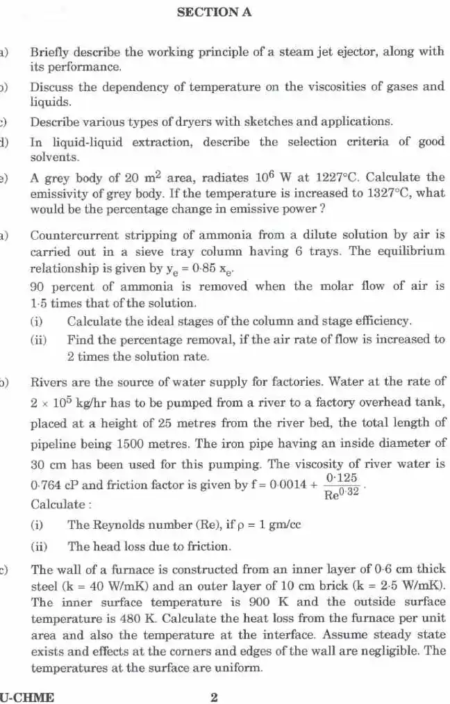 Indian Forest Service Main 2024 Chemical Engineering Paper I question paper page 1 instructions scan PDF download