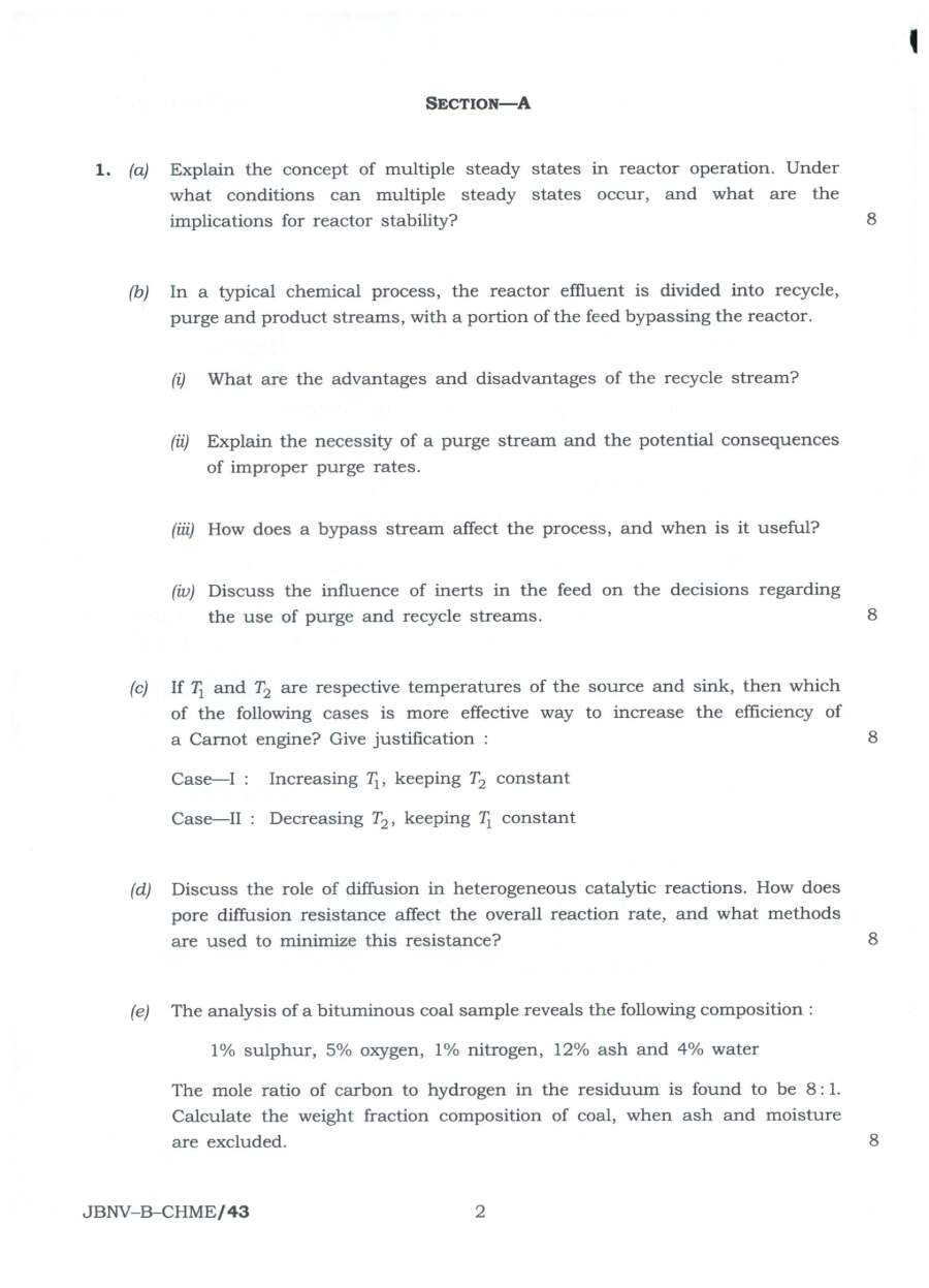 Indian Forest Service Main Examination 2024 Chemical Engineering Paper II page 1 instructions scan PDF download UPSC