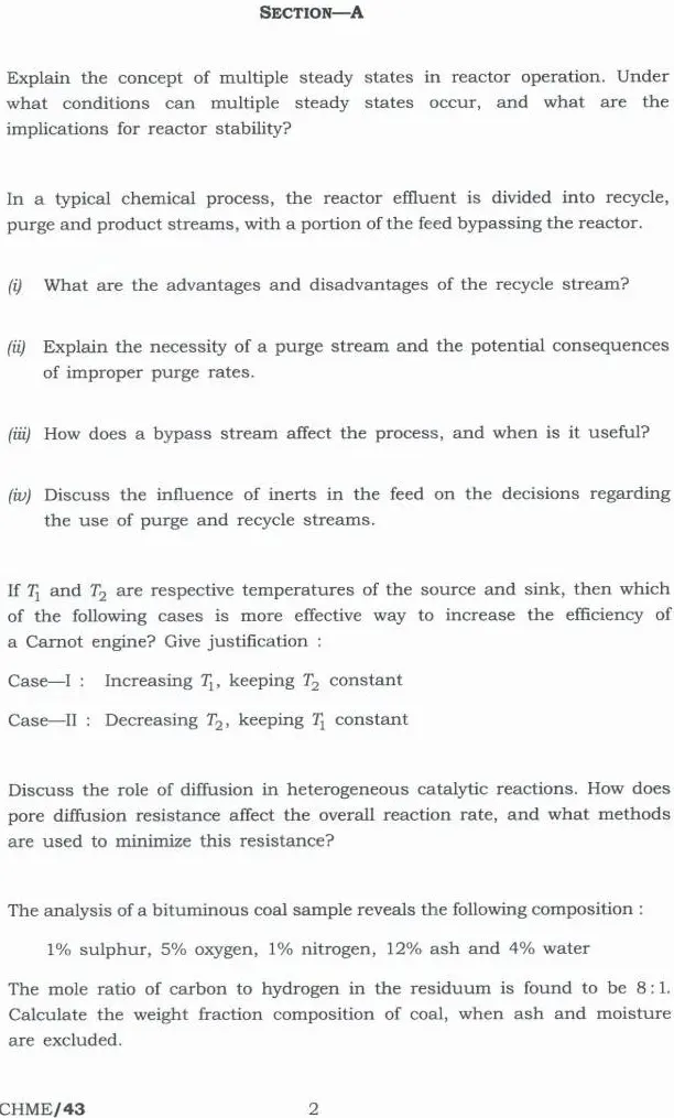 Indian Forest Service Main Examination 2024 Chemical Engineering Paper II page 1 instructions scan PDF download UPSC